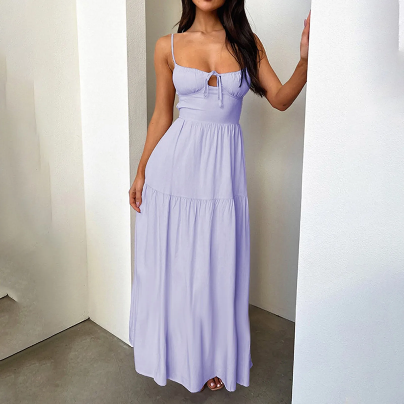 

Elegant Bandage A-line Maxi Long Dress Women Spaghetti Strap Spring Summer Dress Backless Sexy Party Dresses vestidos largos