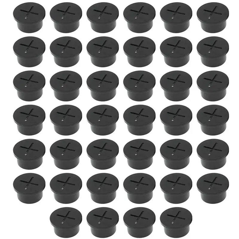 B03C-Dust Plug Soft Silicone Wire Hole Cover Black Seal Ring Opening 25Mm Desktop Hole Cover