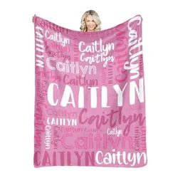 30 Colors Personalized Name Flannel Blanket For Girls Boys Letter Monochrome Customized Baby Adult Name Blanket Birthday Gift
