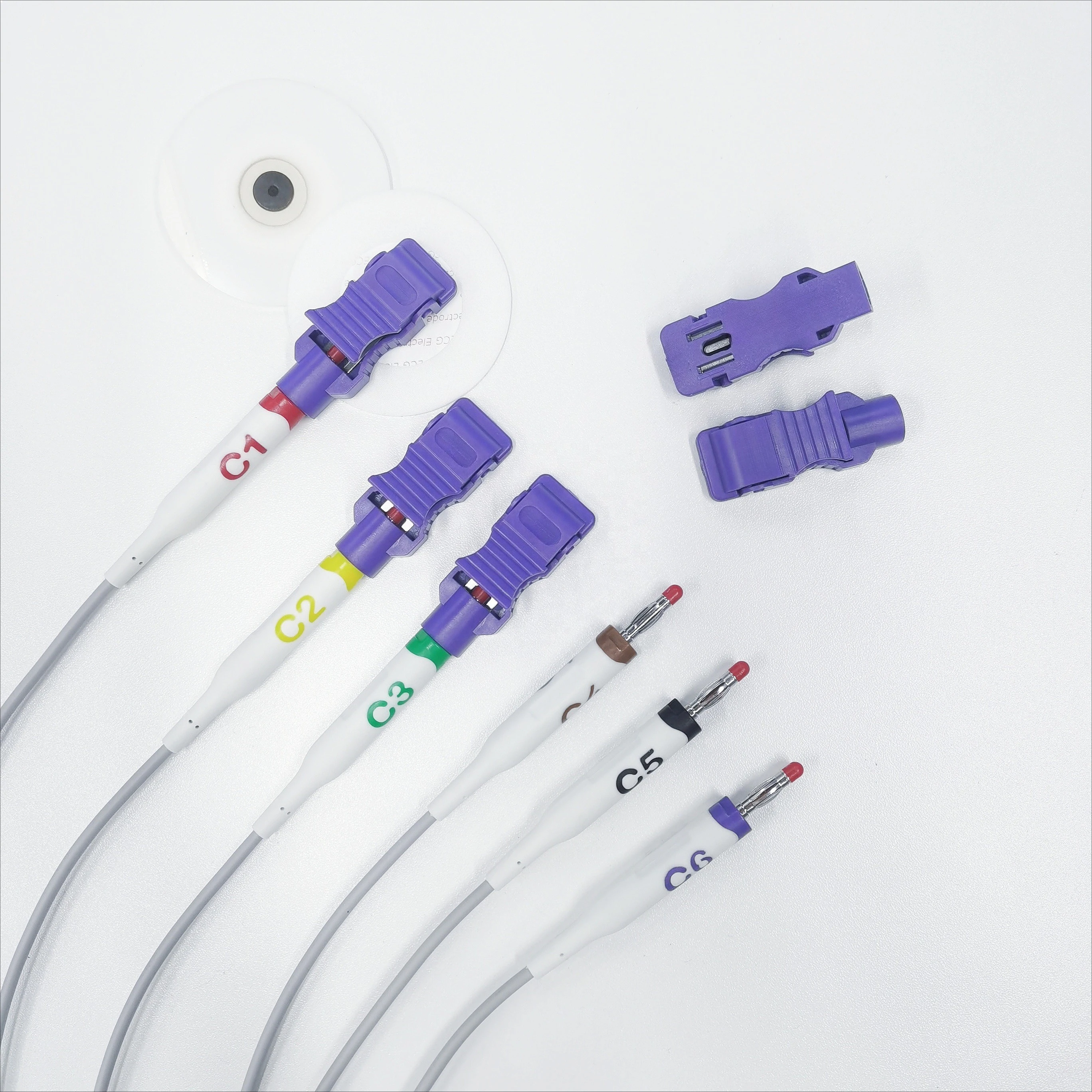 EKG Electrode Multi-function ECG Tab Adapter Adult Limb Clamp Multi Function 10 Pcs/set Purple