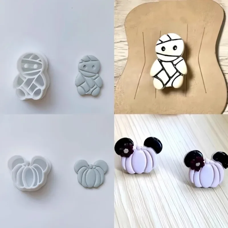 Halloween Series Mini Polymer Clay Cutter Cat/Spider/Pumpkin/Ghost Shaped Clay Cutting Molds For DIY Earring Jewelry Hand Tools