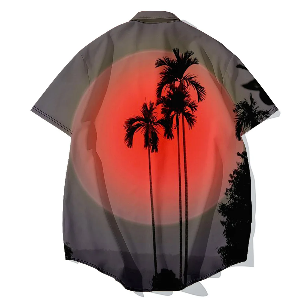 New Men's Shirts Short Sleeve Photography Landscape Y2k Vaporwave Style Loose Casual Hawaii Holiday 3D Print Casual Shirt Tops