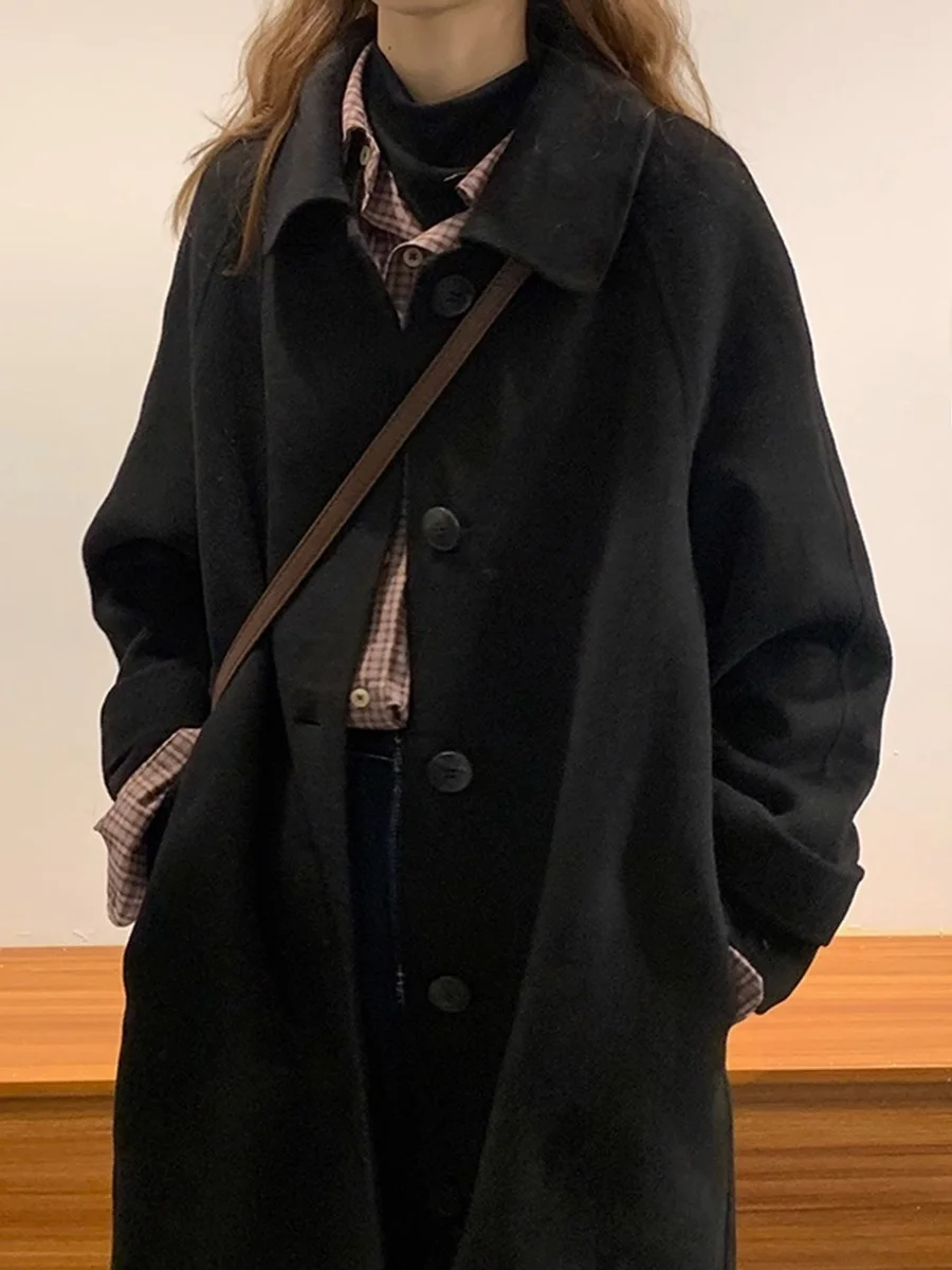 

Hebe Sle Double-Sided Camere Bla Outerwear Women's Loose Fit Autumn Winter New Arrival Woolen Coat Trendy Straight Tube...