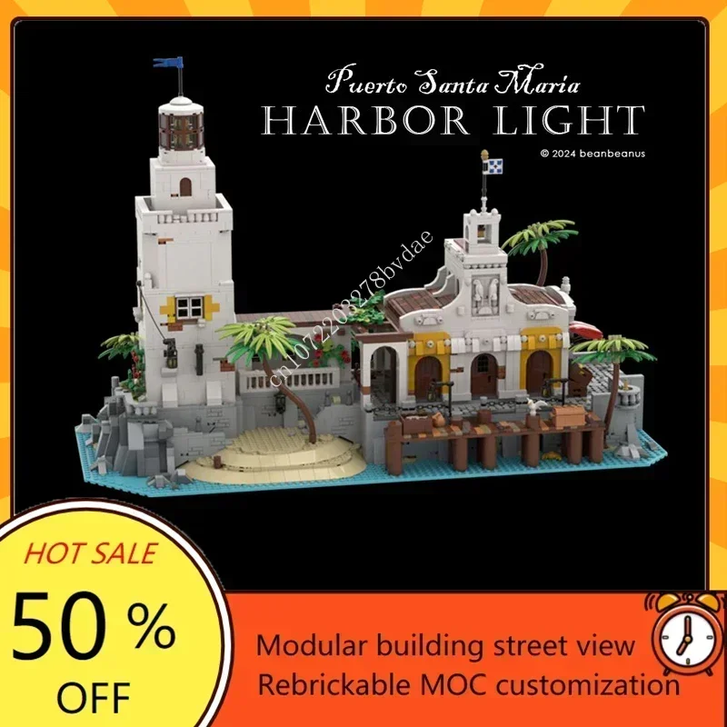 

4997PCS Puerto Santa Maria Harbor Light Modular MOC Creative street view Model Custom Puzzle Education Assembly Toys Gifts