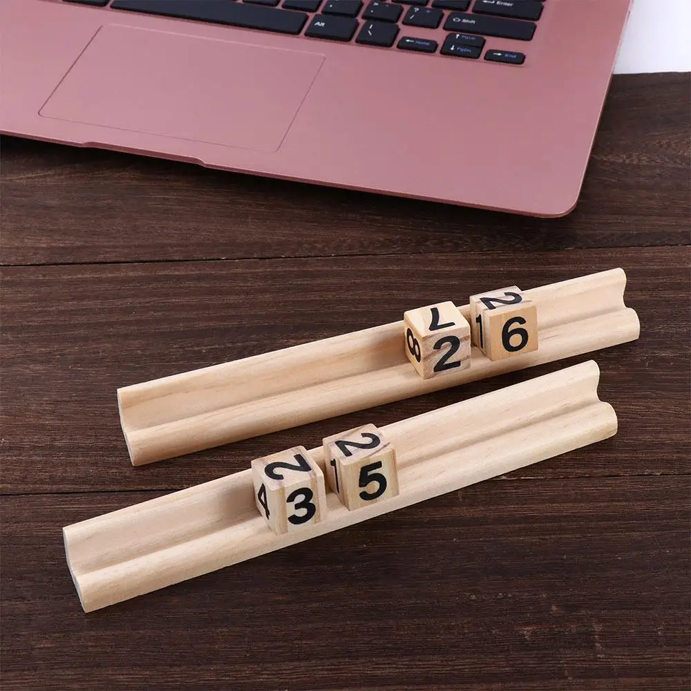 Para crianças jogador profissional mahjong 4 racks de madeira trem mexicano cremalheiras dominó bandejas suportes dominó