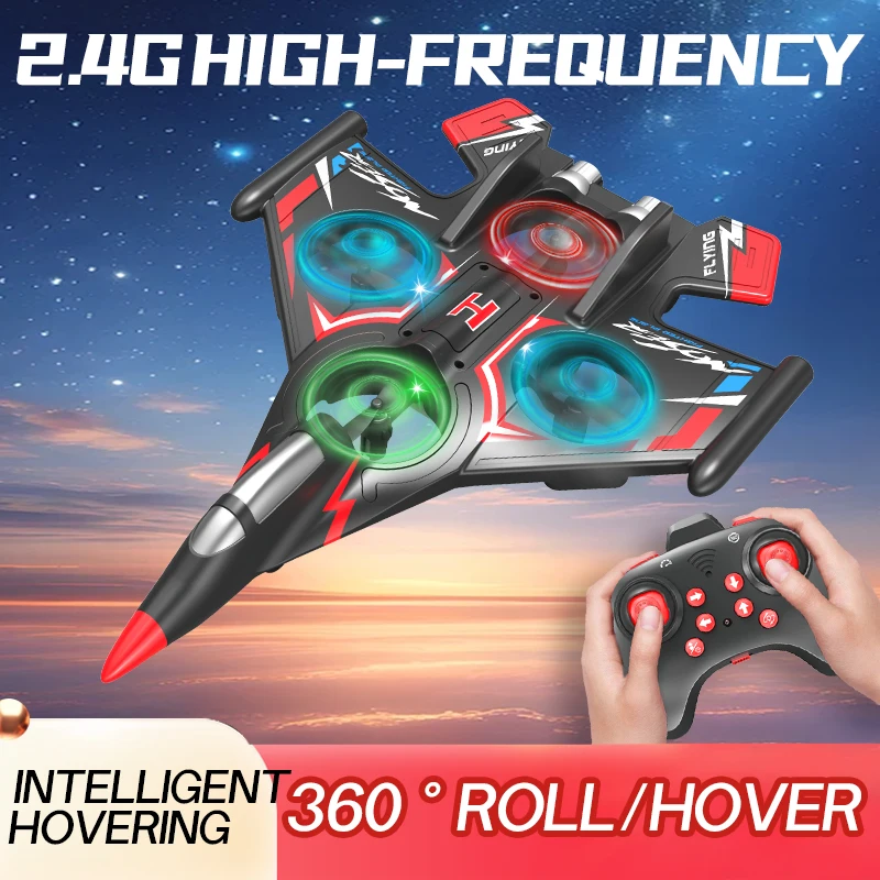 Large remote control aircraft stunt foam aircraft large battery dazzle color lights fall resistant drone aircraft boy toy gift