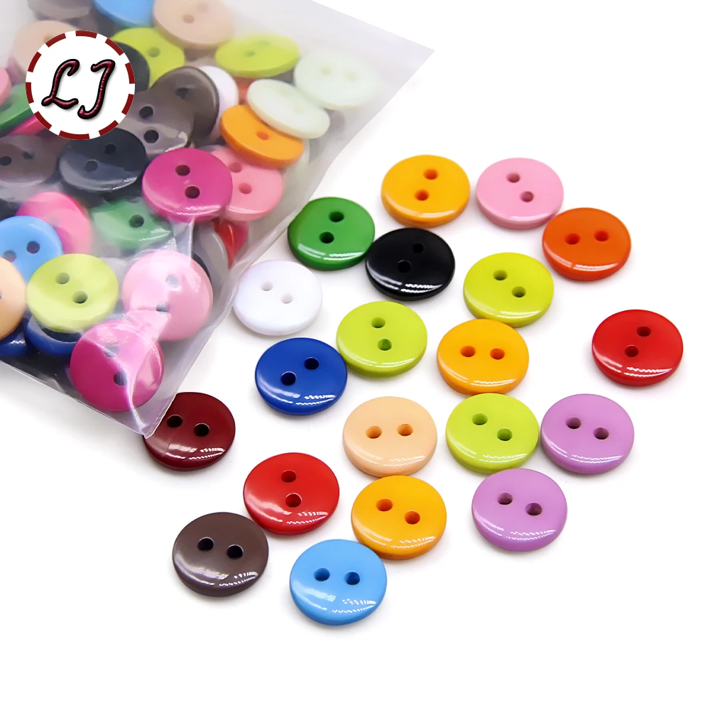 100pcs/lot Resin Button Round 2 Holes 9/10/11mm sew on Small button for child cloth Candy colors handmade DIY accessories