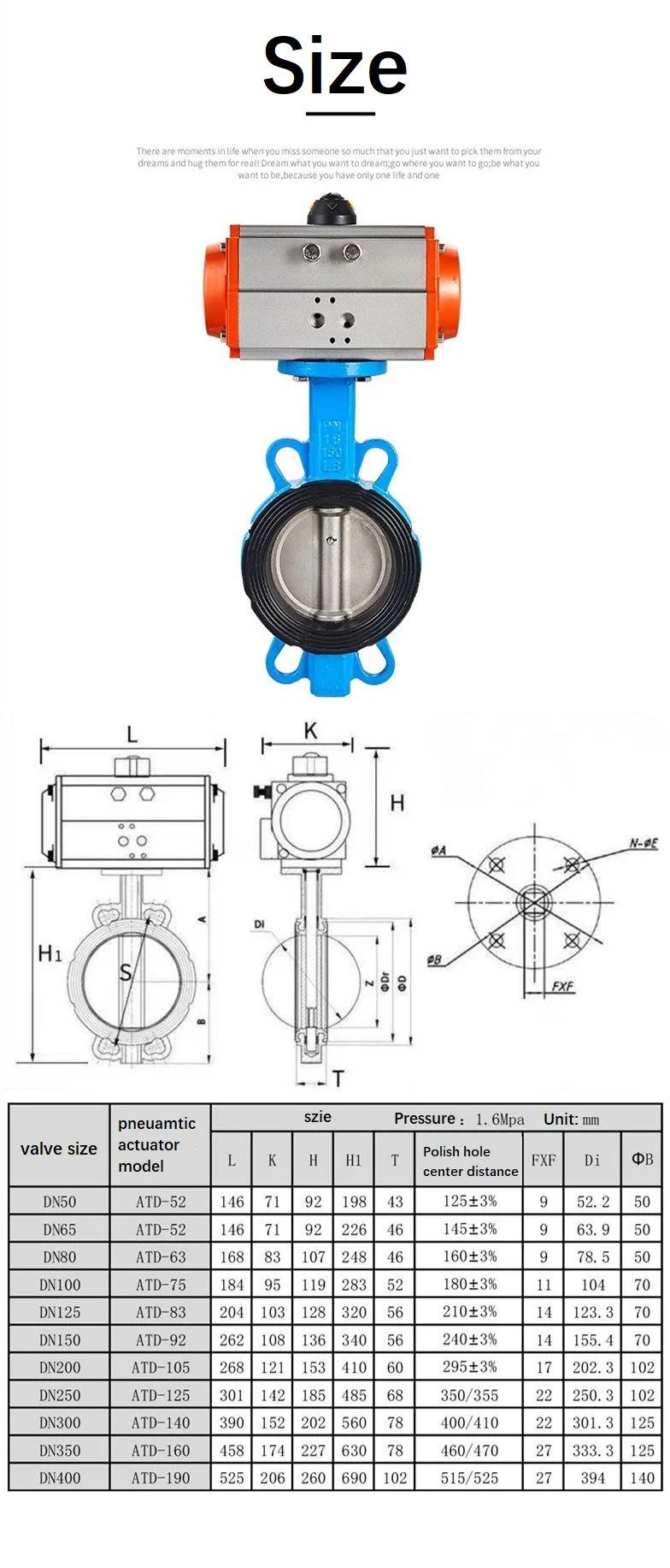 Elettrovalvola Pneumatic Actuator Butterfly Valve DN80/100 Pneumatica — dettaglio 1