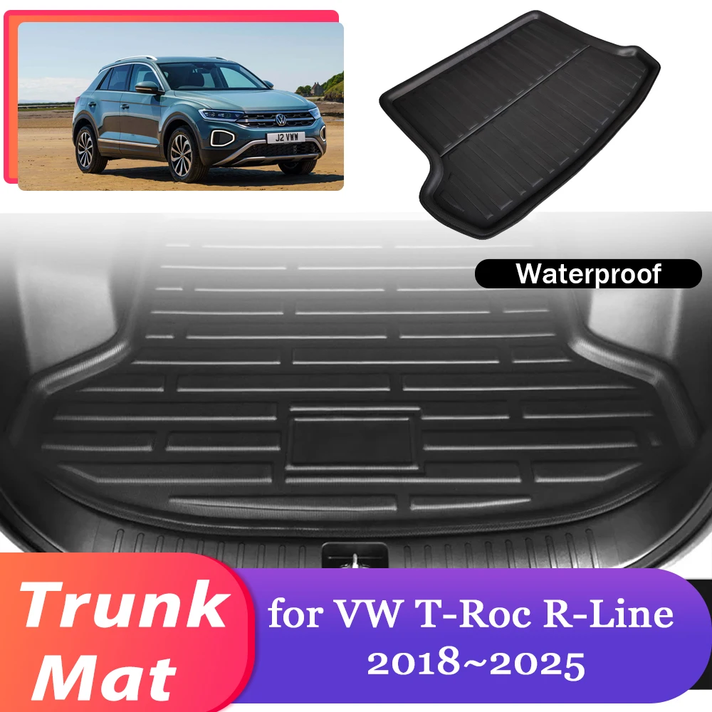 車のトランクマットフォルクスワーゲン-vw-t-roc-r-line-2018-〜-2025-2019-荷物防水ラグカーゴブーツパッドライナーカーペットカバーアクセサリー