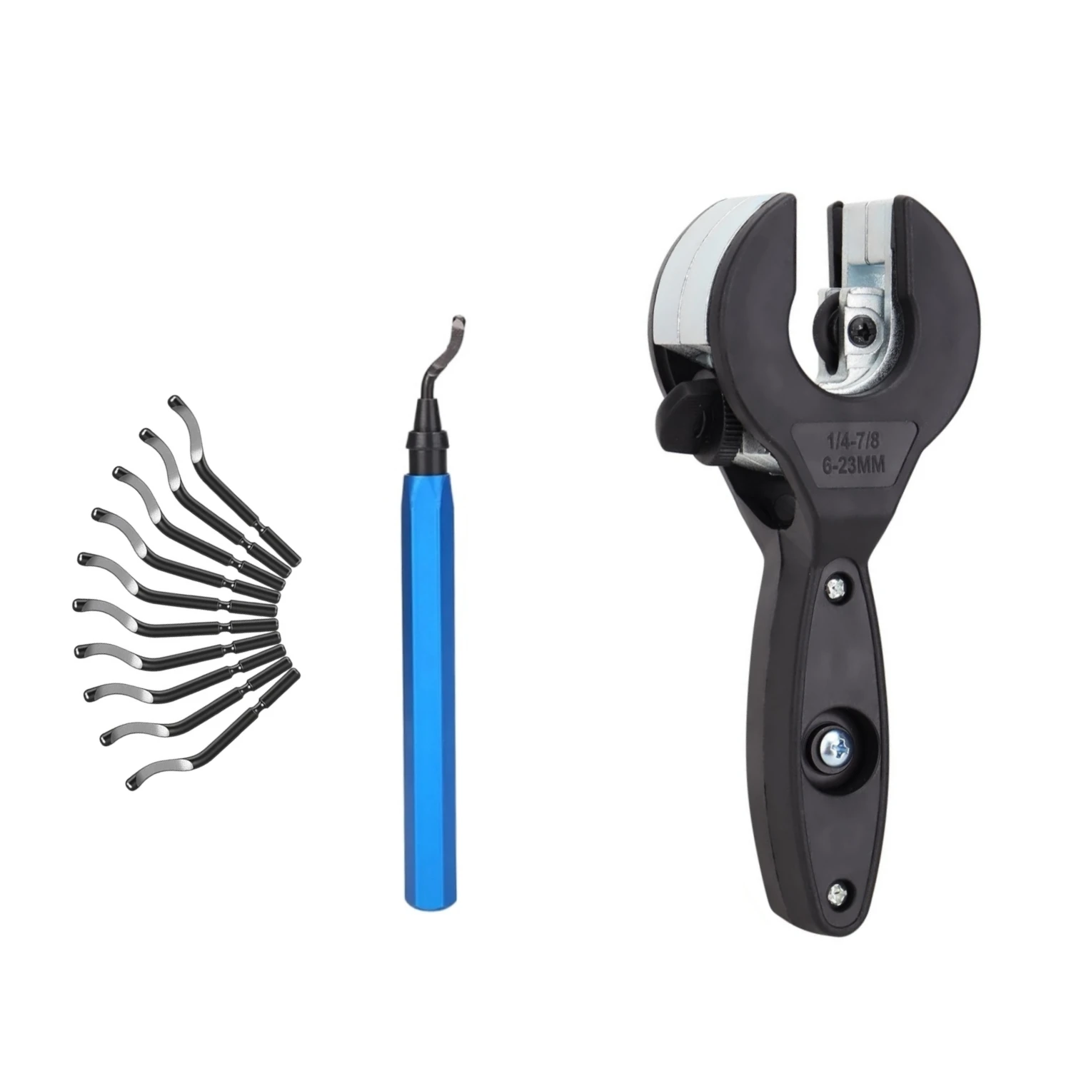 Ratcheting Tubing Cutter (6-23mm/8-29mm) 360° Close Tube Compact Cutter with Deburring Tool for Cutting Copper and Metal Pipes