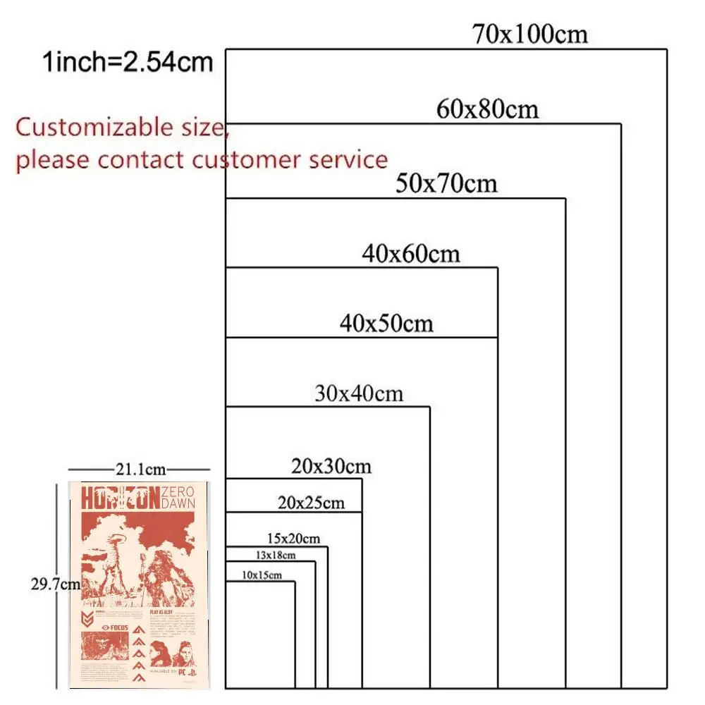 H-Horizon Z-Zero Dawn Game Poster HD أنيمي الساخن موضوع المغني/OST/فيلم مقاوم للماء عصا ذاتية ديكور المنزل