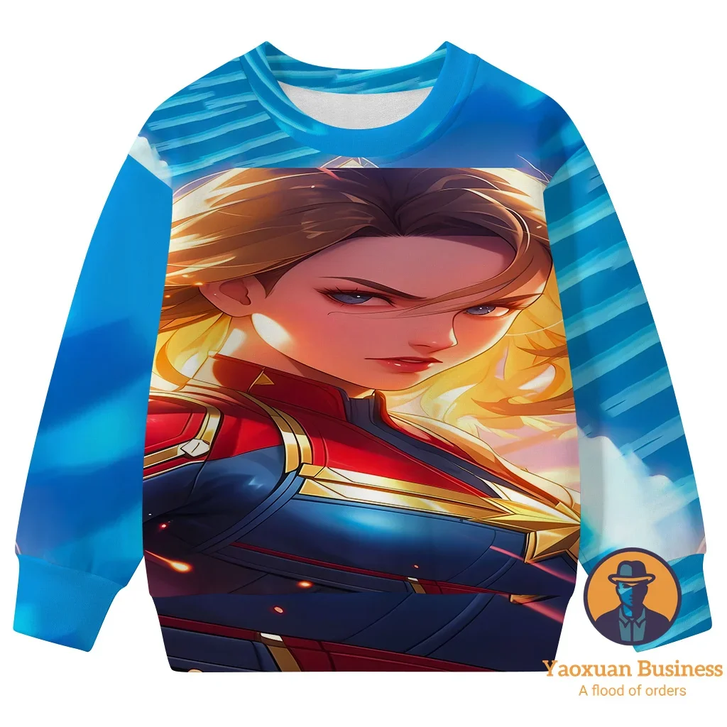 2025 nueva llegada vengadores Wonder Woman niños niñas 3D impreso dibujos animados cuello redondo sudadera lindo cálido a prueba de viento otoño