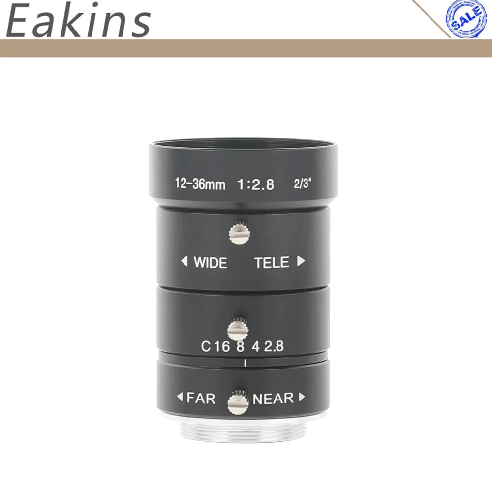 10MP Industrial Microscope Lens 12-36mm Large Field of View High Working Distance Distortion-free Lens 2/3 Large Target Surface
