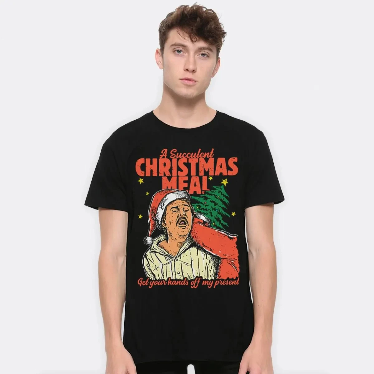 A Succulent Christmas Meal Santa Meme T-Shirt Cool X-Mas Gift Shirt Men's and Women's Tee Short-sleeved Men's T-shirt