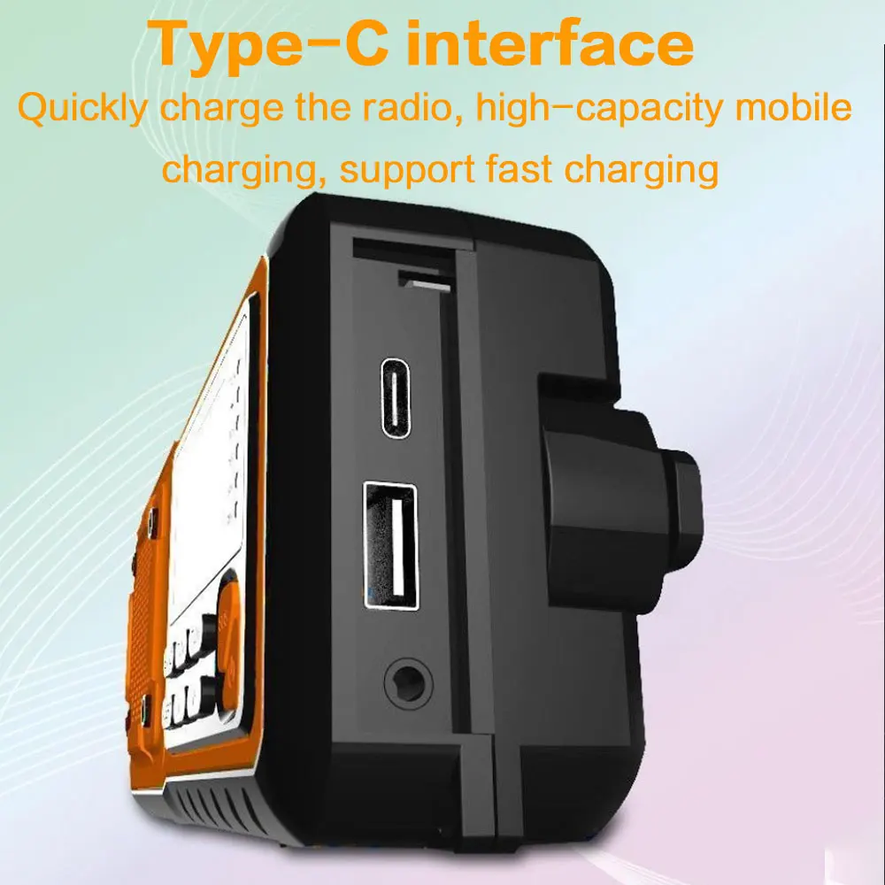 C5 Led Reading Flashlight Phone Charger Portable Emergency Solar Power Lamp Radio Hand Light Crank Charging AM/FM Weather Radio