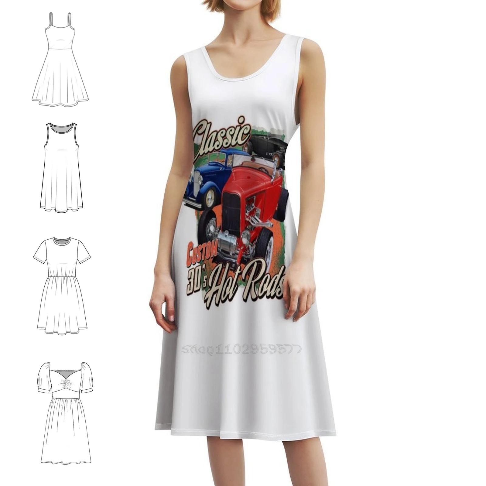 

1932 Американское женское элегантное праздничное платье Hot Rods, платье трапециевидной формы с короткими/длинными/без рукавов, варианты 1932 Coupe Hot Rod Street