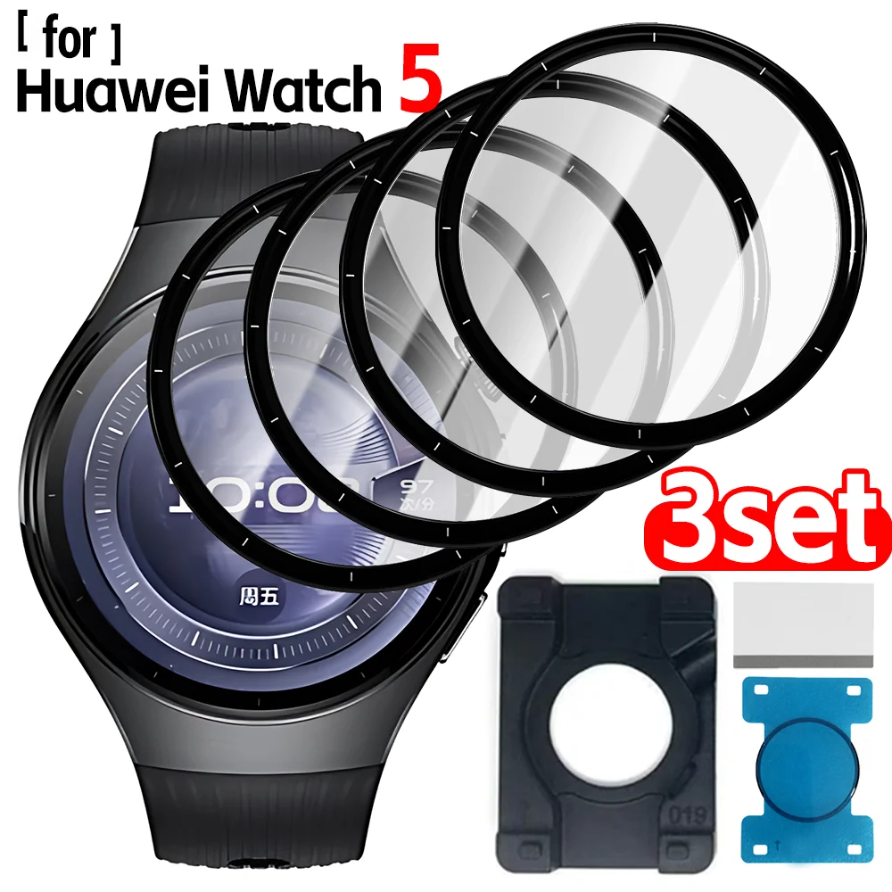 

1-3 Stes Легко установить для Huawei Watch 5, 42 мм, 46 мм, позиционирующие пленки, гибкие защитные пленки из ПММА со скребком-локатором