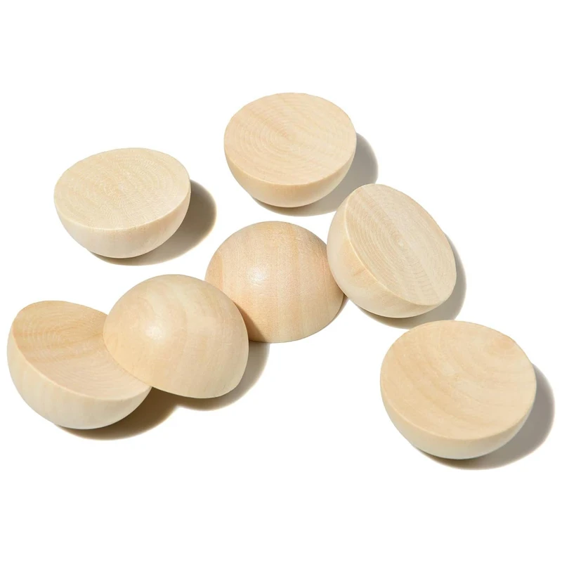 5pcs 35mm Half Wood Balls, Unfinished Round Split Wood Balls for Paint DIY Craft Kids Arts Toy Home Party Decoration