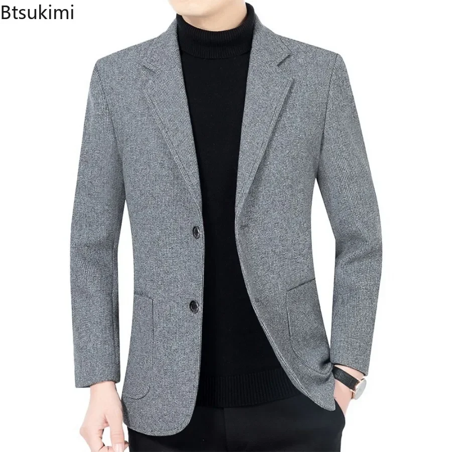 New Men's Business Blazers Jackets Casual Suits Coats Male Autumn Winter  Single-breasted Solid Suits Jacket 2024 Men's Clothing