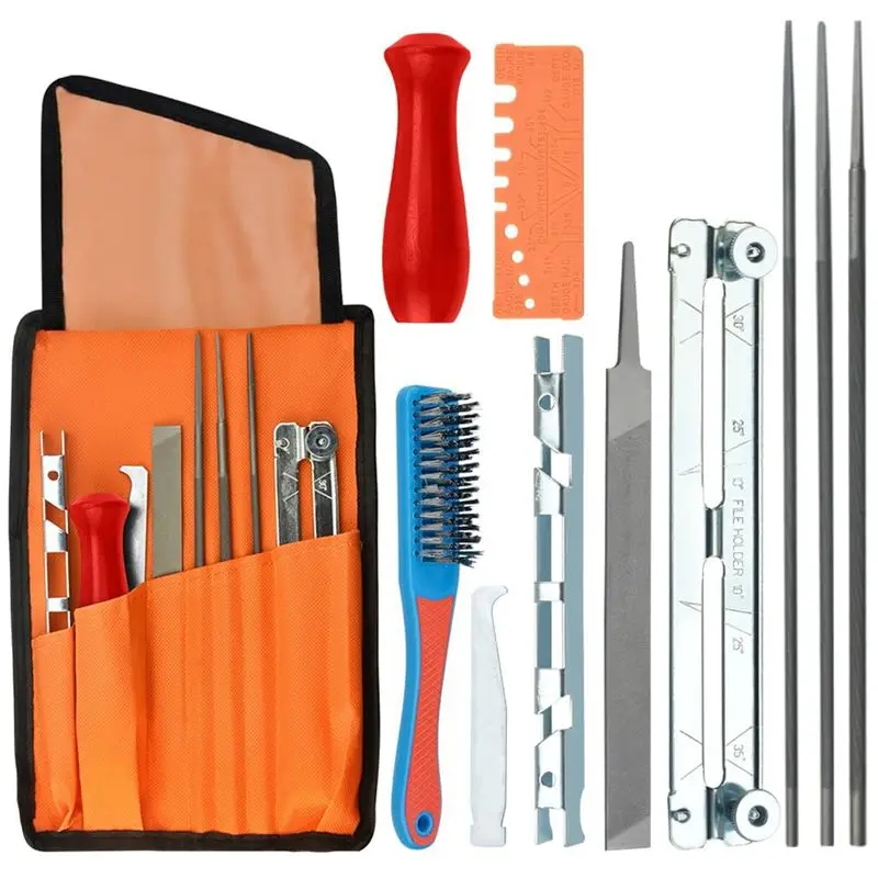 ABRN-Saw Chain File Set 4.0/4.8/5.5 Mm Sharpening Set Saw Chain File Set File Set File Kit For Sharpening Round Files Durable