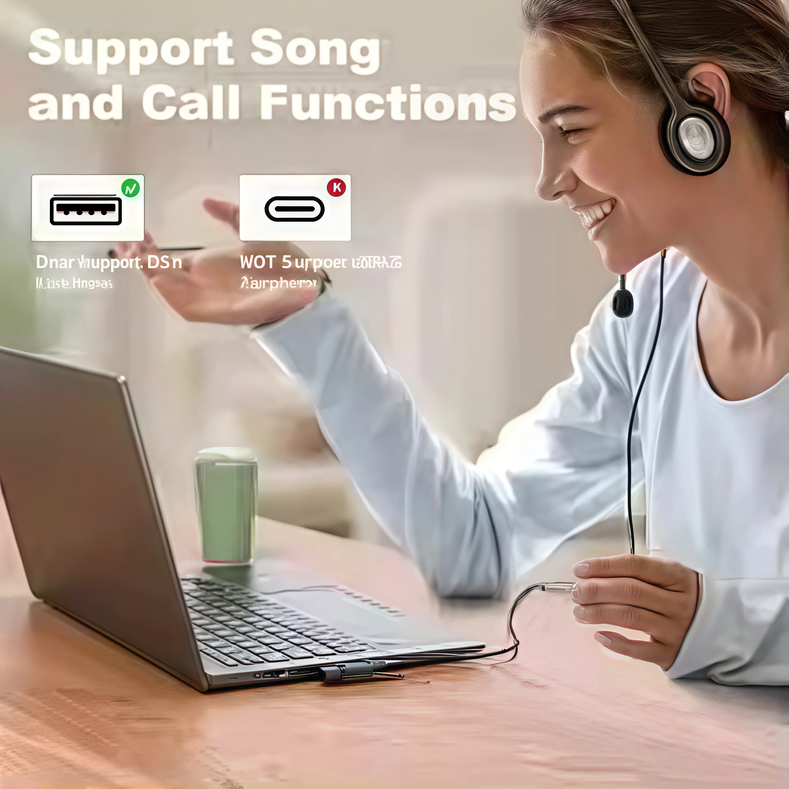 2-in-1 USB-C OTG Adapter Type-C Male to USB-C Female + USB 3.2 Splitter, 100W PD Fast Charging for Laptop/Tablet