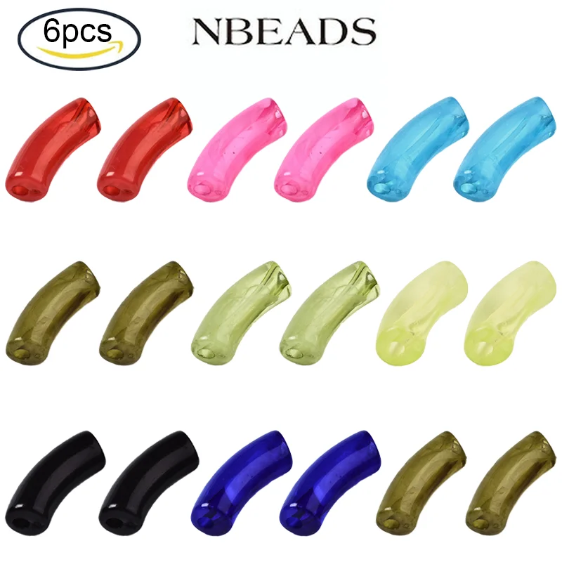 Perles d'espacement en plastique pour bracelet, tube acrylique, perles longues incurvées, perles