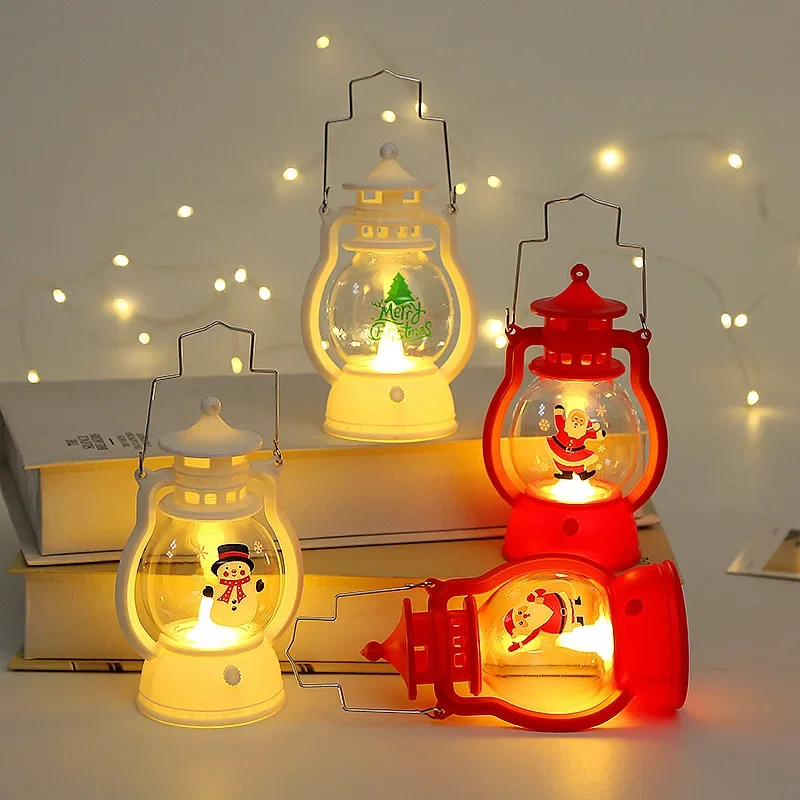 Christmas Night Light with Battery Santa Claus Christmas Tree Portable Lantern LED White Red Lamps Home Xmas Decoration Supplies