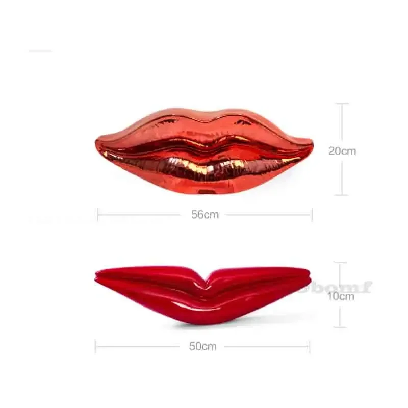 Creative Big Lip Sculpture, Modern Red Lips Ornament, KTV Bar Club Decor, Resin Theme Wall Decoration, Artistic Centerpiece