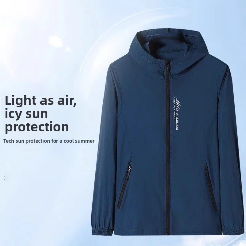 

Slim Fit Ice Silk Sun Protection Clothing Men's Summer Thin Breathable Cool Feeling Outdoor Sunshade UV Protection Open Cardi...