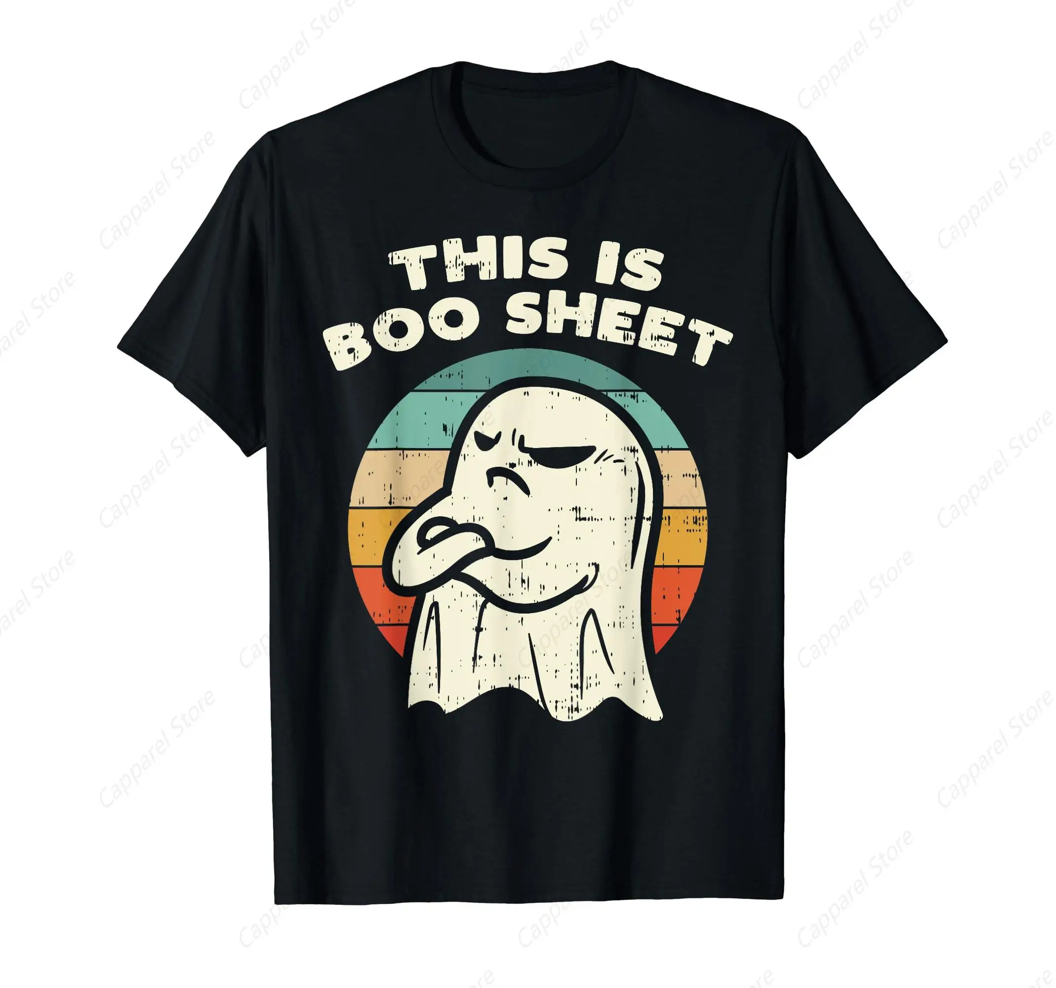 This Is Boo Sheet Ghost Retro Halloween T-Shirt for Men Cotton 100% Summer Tops Women