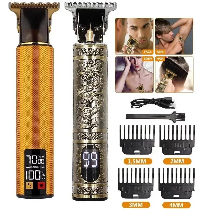 T9 Rechargeble Hair Trimmer LCD Electric Hair Clipper Oil Shaving Head Electric Pusher Carving Electric Shaver for Men Care