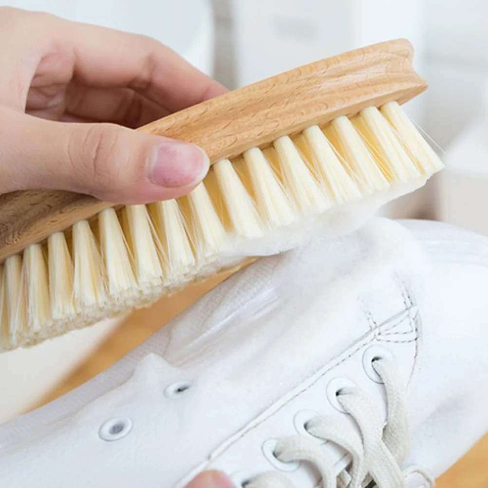 

1Pcs Beech Handled Soft Fiber Brush Clothes Shoes Cleaning Multi-Function Japanese Style Laundry Brush Gentle on Fabrics