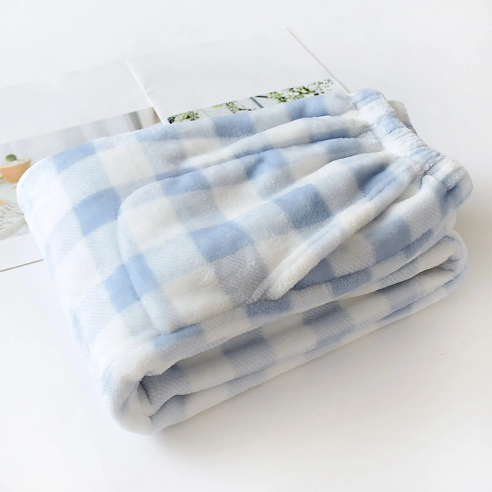 Pantalones de pijama de franela para mujer, cómodos, gruesos, a cuadros, de cintura alta, holgados, informales, rectos, de talla grande, cálidos, para el hogar