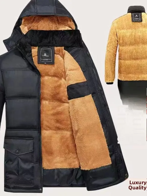 

Extra Thi Fce Lined Cotton Jaet Men's Casual Thiened Dad Clothes Autumn Winter Warmth Inner Velvet Leisure Cotton