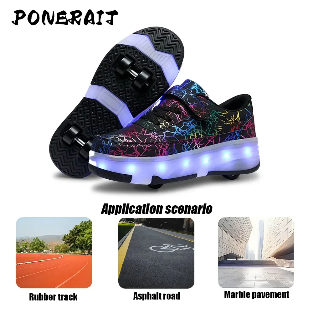 Scarpe da pattini a rotelle staccabili a 4 ruote da uomo Nuove scarpe da ginnastica con LED per uomo Scarpe da pattinaggio per ragazzi di qualità con ruote