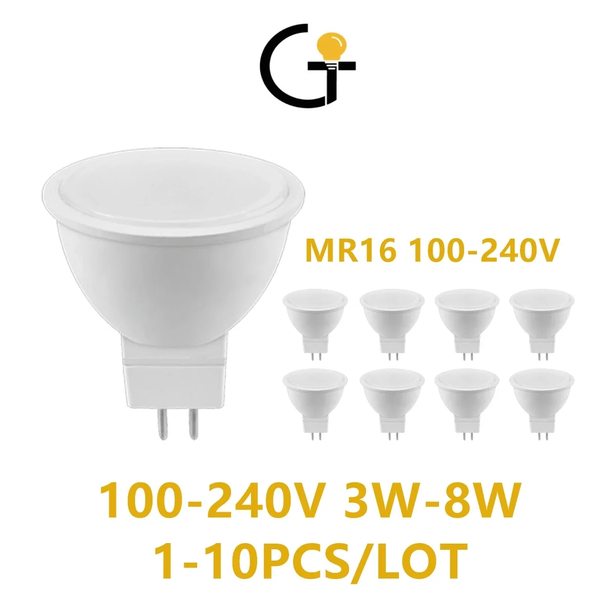 

1-10pcs Factory direct LED spot light MR16 100V-240V 3W 5W 6W 7W 8W high bright warm white light replace 50W 100W halogen lamp