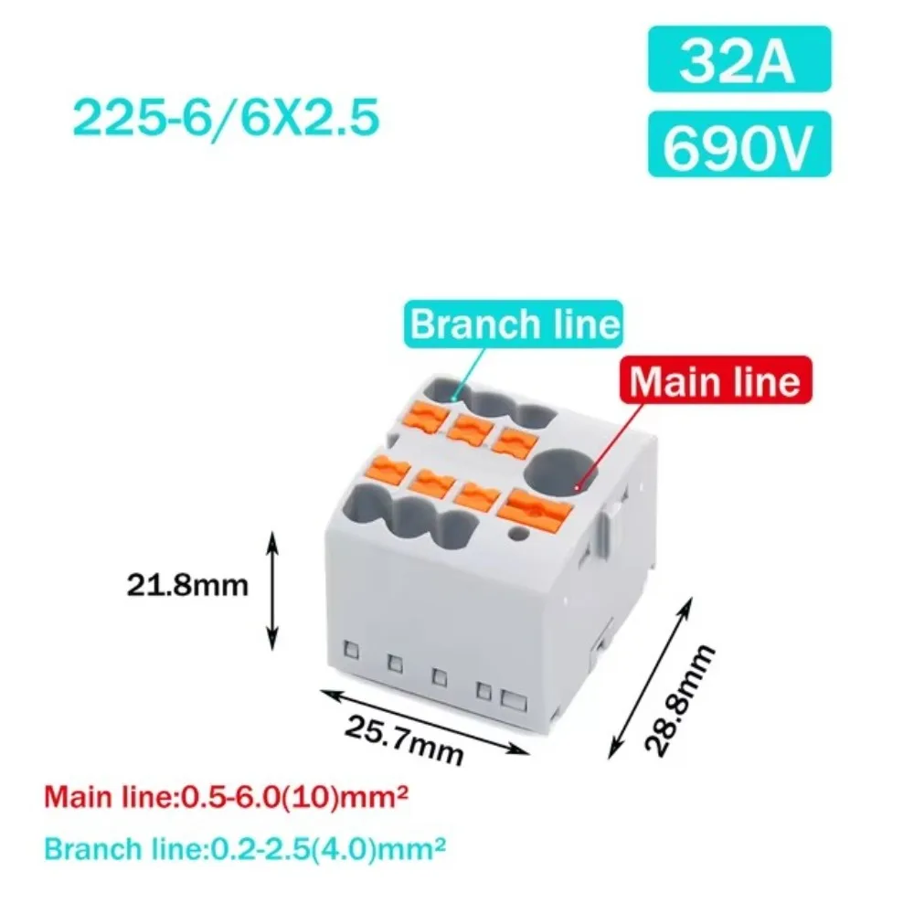 PTFIX 2.5mm Push-in Terminal Block Connector 2/3/4/5/6/7/8/9/10P Connection with Fixing Hole Wire Electrical Connectors