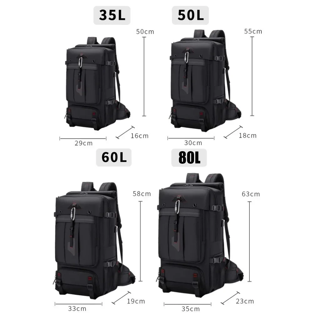 Mannen 35/50/60/80L Rugzak Laptop Business Dual Use Rugzak Uitbreidbare Usb-poort Tas Grote capaciteit Waterdichte Rugzak