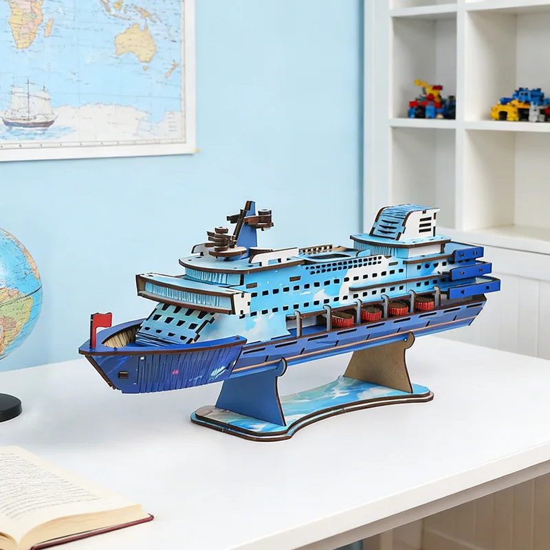 

Wooden Ship 3D Puzzle, DIY Assembly Boat Model Kit,Colored Spray Vessel Craft,Educational Toy&Desktop Decor for Kids&Hobbyists