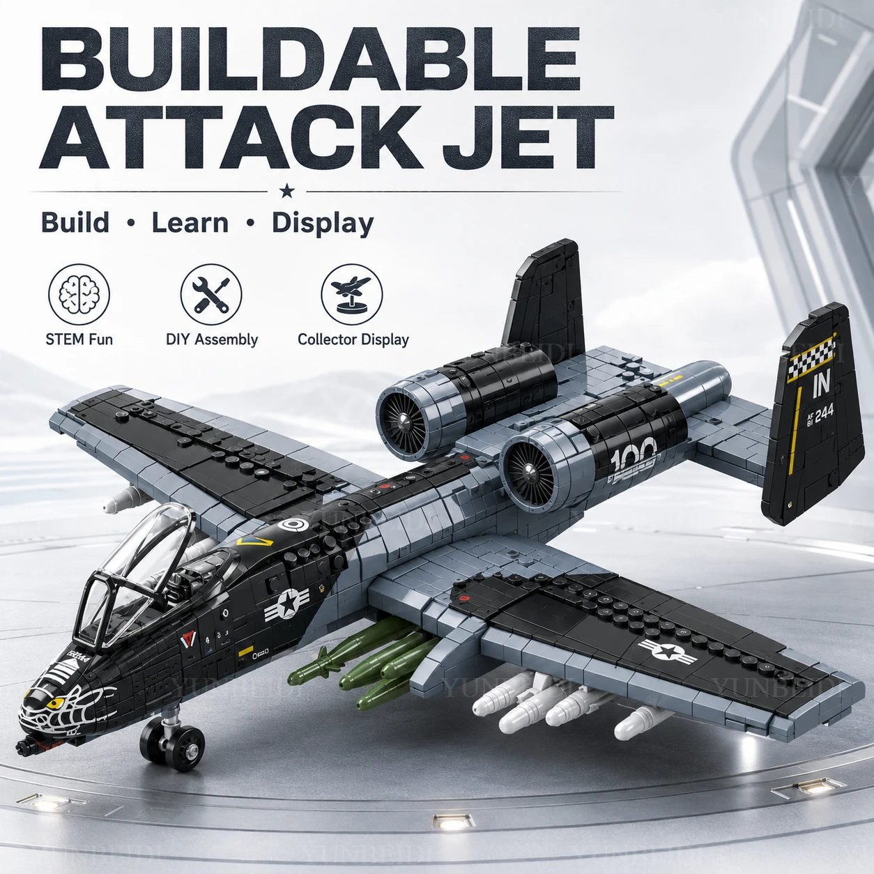 F14 Block Aircraft Military Series Block Support Attack Aircraft Model Wildcat Fighter Toy Gift To Children