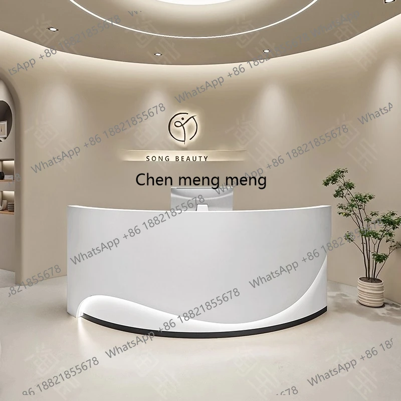 

Modern Minimalist Beauty Salon Reception Desks Nordic Creative Clothing Store Curved Cashier Desk Commercial Furniture