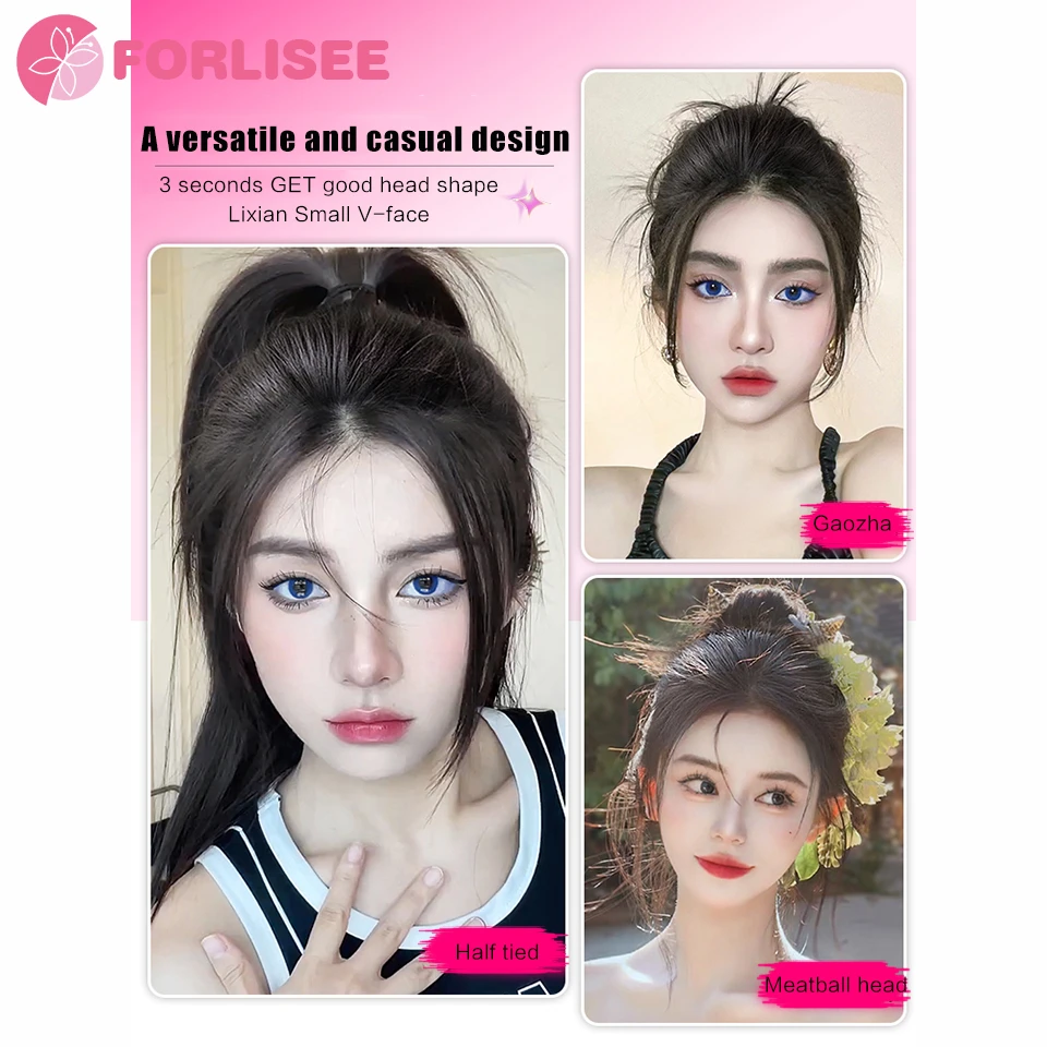 FORLISEE Synthetic Top Of The Head Fluffy Natural Hair Increase Pad Hair Comb Invisible And Traceless Pad Hair Patch