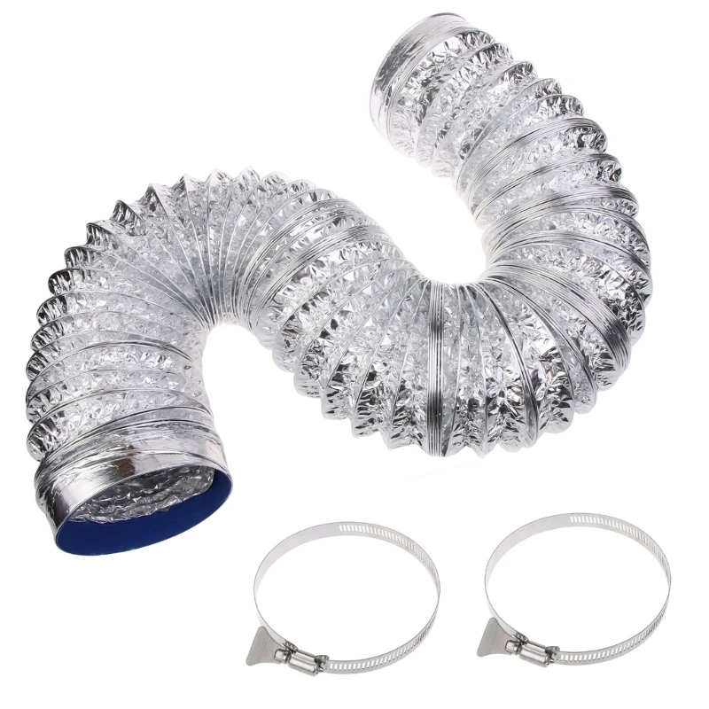 57QF Inner Diameter 100mm Aluminum Foil Hose Ducting Flexible 2/3/6 Meter Pipe Ventilation Double-layer with Steel Wire Hood