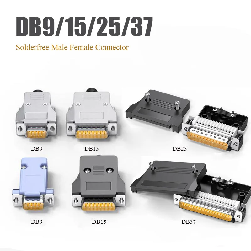 DB9 Solderfree Joint Head DB15 DB25 DB37 Male Female Terminal Adapter Industrial RS232 9 15 25 37 Pin Serial Port Connector