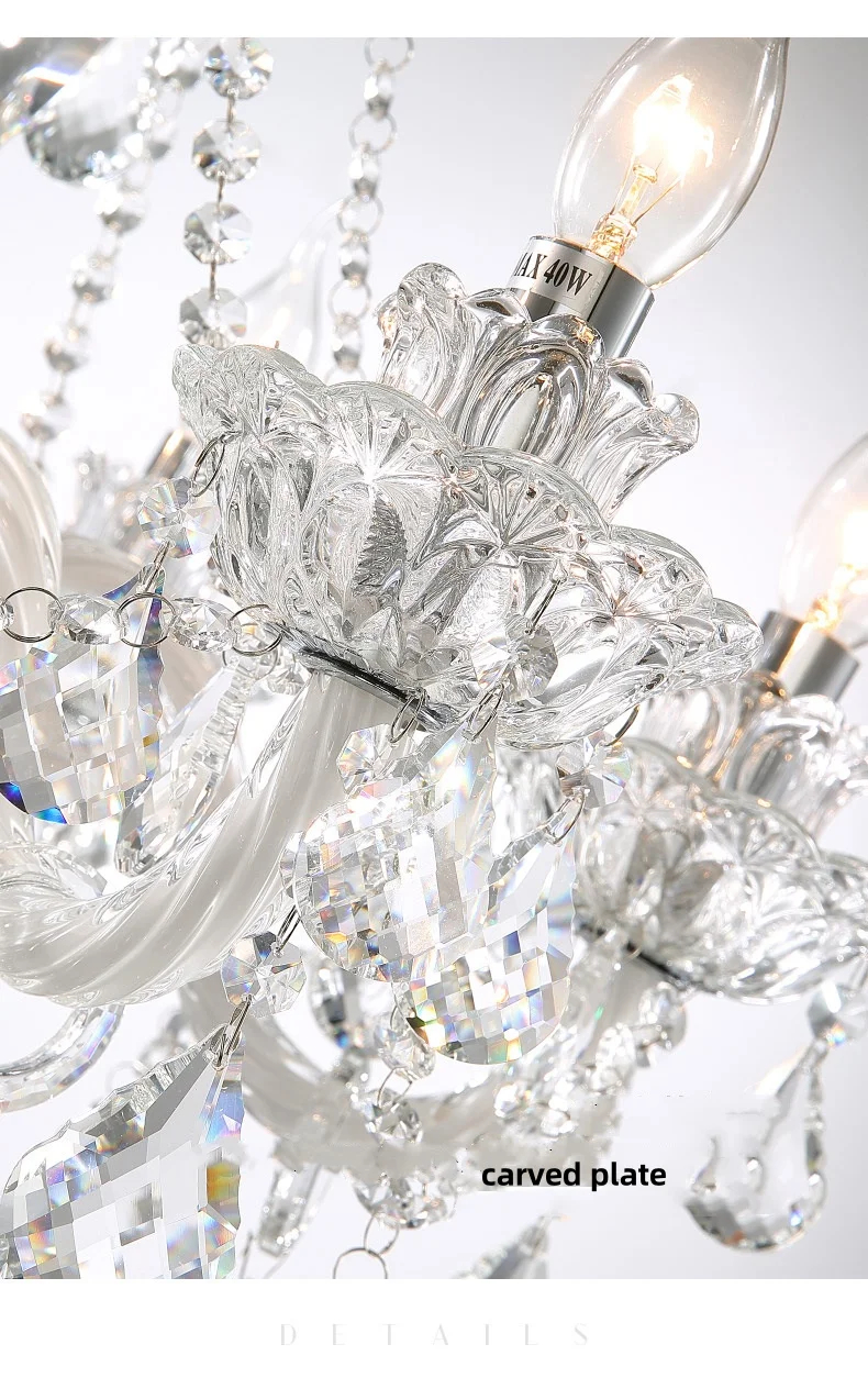 French Crystal E14 Candle Chandelier Living Room Glass