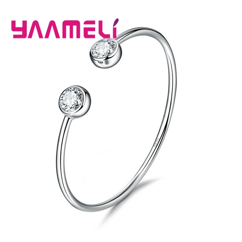 

Fine 925 Sterling Silver Charming Jewelry Bracelet Women AAA Zircon Opening Resizable Wristband Bangle Fashion Accessory