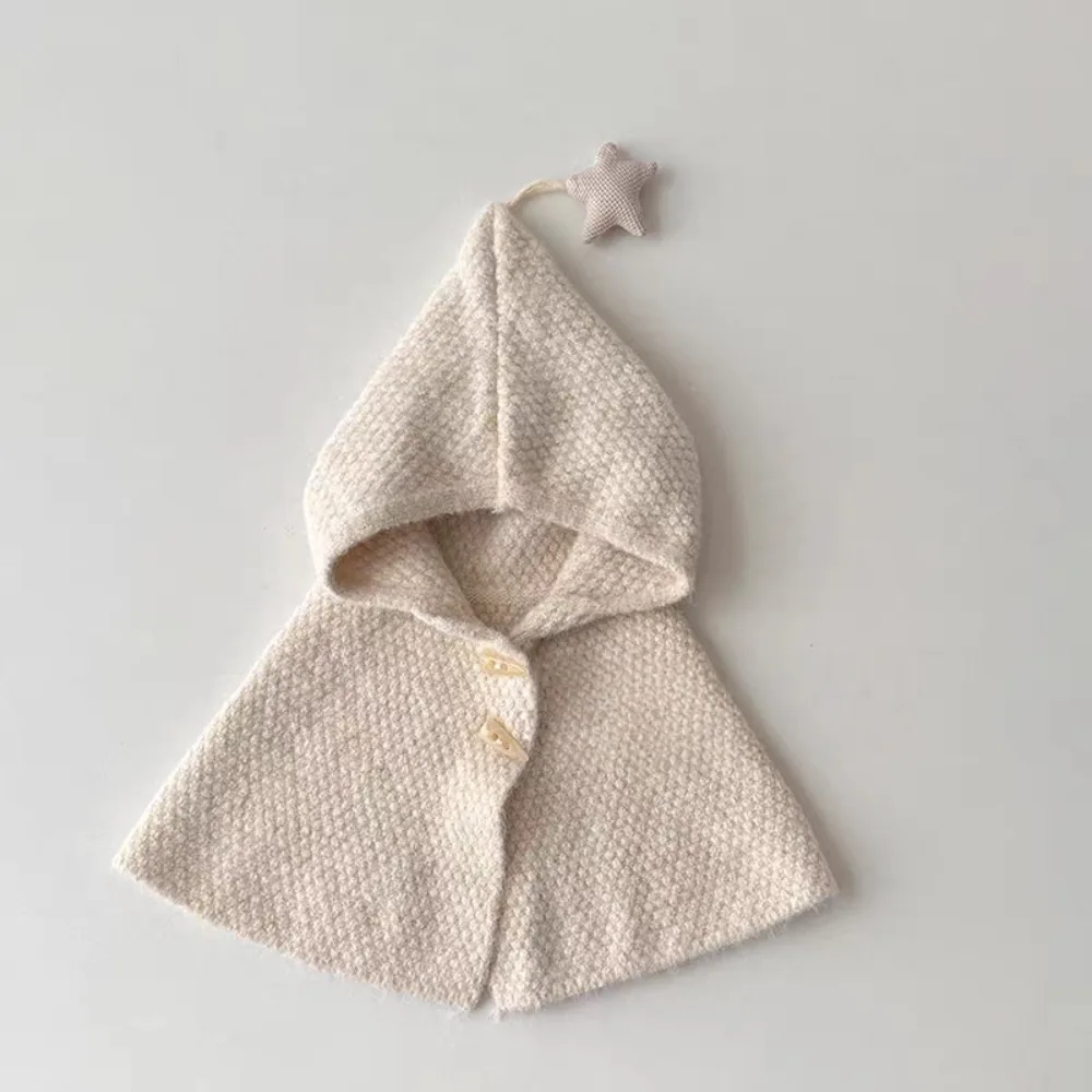 Soft Solid Color Children's Hooded Cloak Star Hood Kids Scarf Hat Beanie Keep Warm Winter Ear Protection Cap Sports