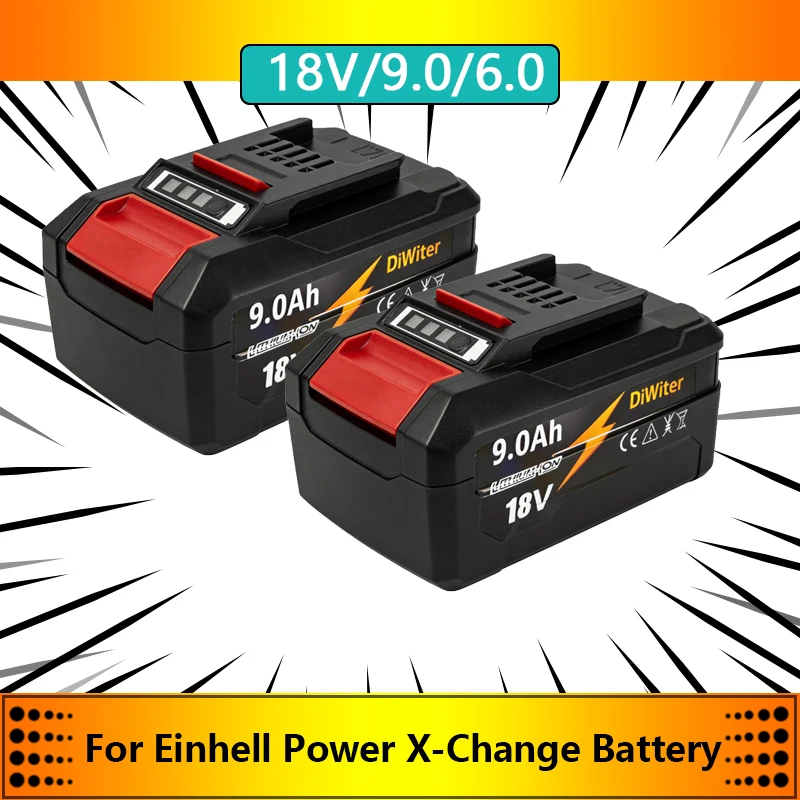 18V 6.0Ah 9Ah High Capacity Battery for Einhell X-Change Tools Compatible with 4511396 4511437neu PXBP-600 Cordless Power Tools