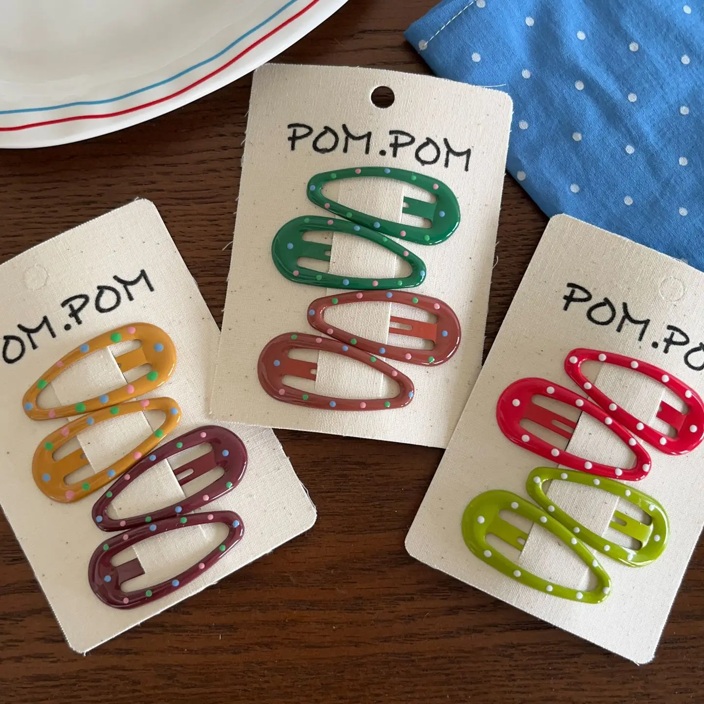 Baby Hair Clips Set of 4 Polka Dot Water Drop Shape Non Slip Barrettes Cute Toddler Girls Side Clip for Fine Hair Daily Use