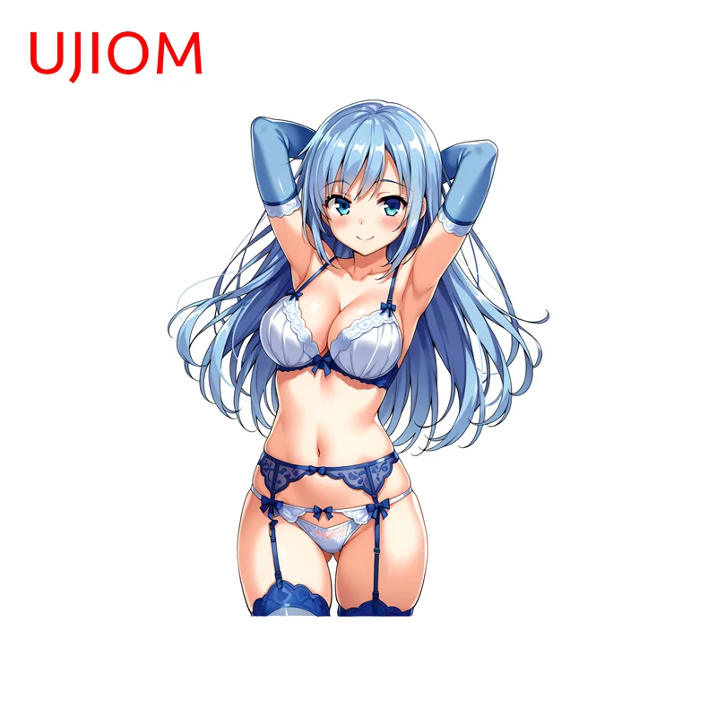 UJIOM Seductive Blue Hairl Bikini Anime Girls Wall Sticker Enchanting Bookshelf Washroom Decal Unique Cupboard Vestibulec Decor